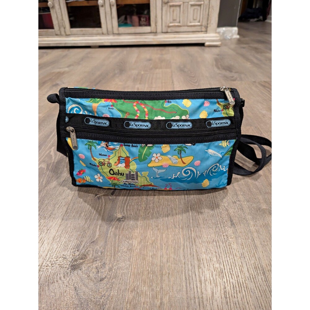 Vintage LeSportsac Carefully Made in USA Oahu Hawaii Map Crossbody Bag Travel